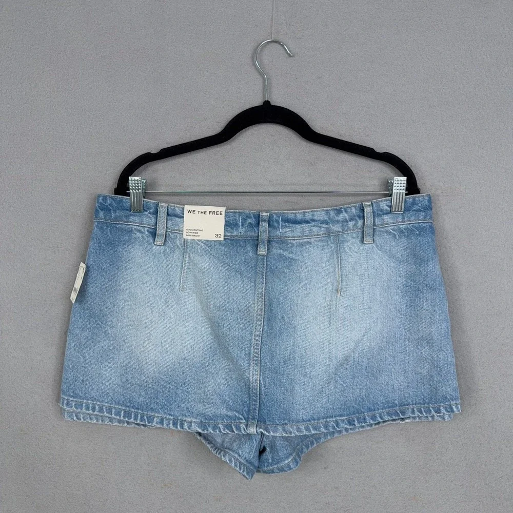 Free People We The Free Skort Women 32 Light Wash Denim Galivanting Skort